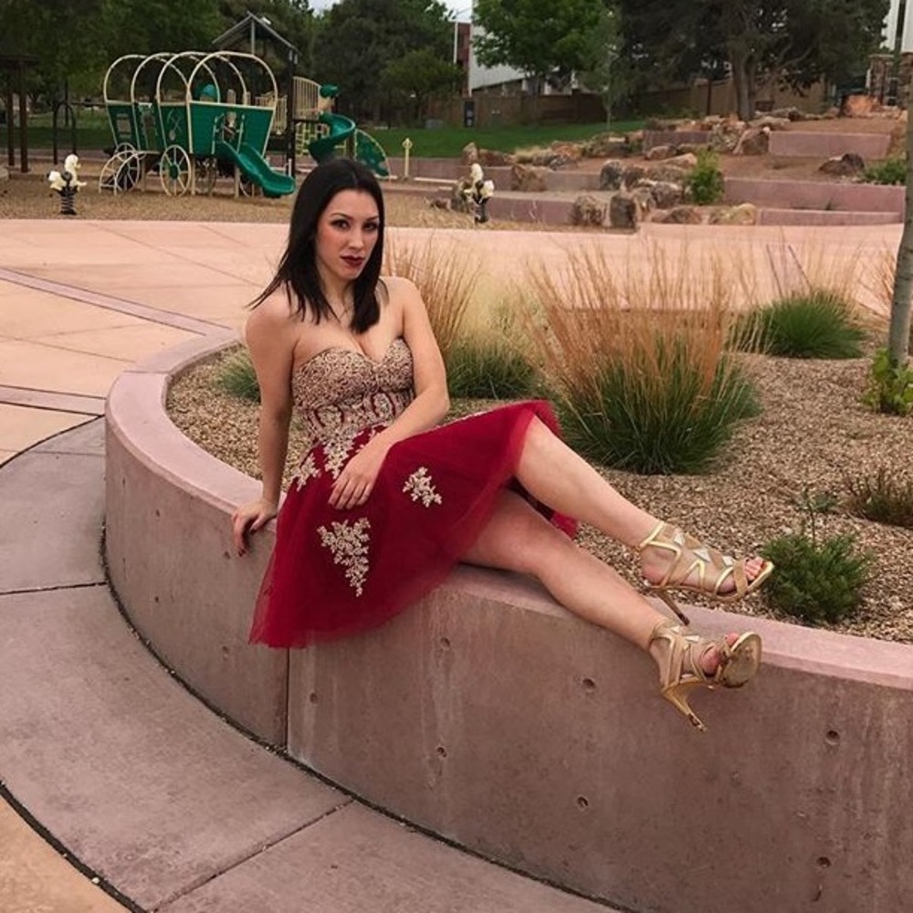 Formal cute maroon red short dress
